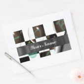 Modern zwart-wit rechthoekige sticker (Envelop)