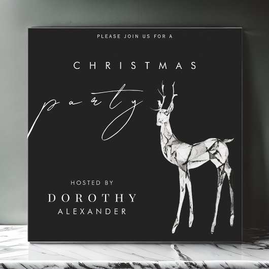 Modern zwart-wit rendier kerstfeest kaart