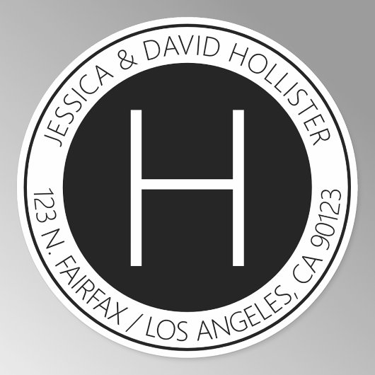 Modern zwart-wit retouradres of -product ronde sticker