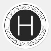 Modern zwart-wit retouradres of -product ronde sticker (Voorkant)