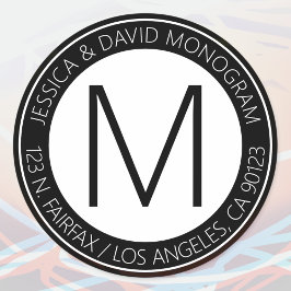 Modern zwart-wit & retouradres ronde sticker