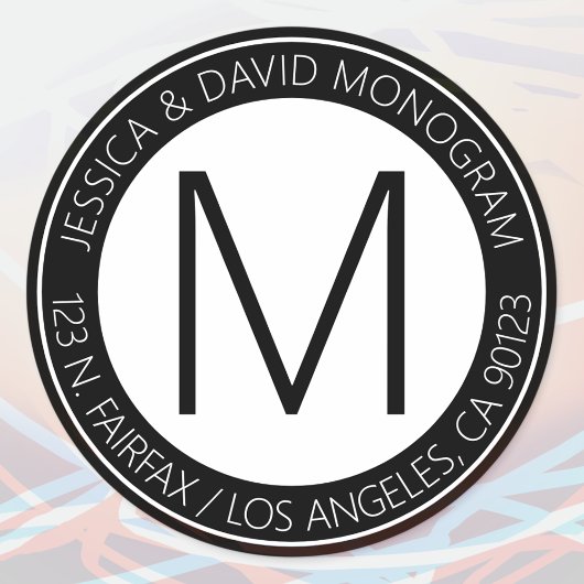 Modern zwart-wit & retouradres ronde sticker