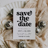 Modern zwart-wit retro bruiloft bewaar de datum kaart