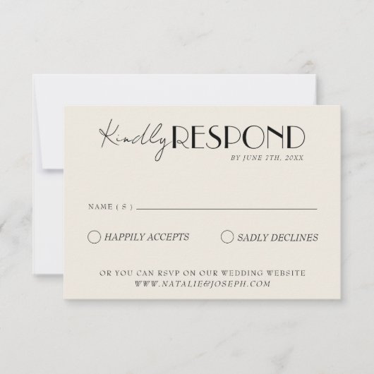 Modern Zwart Wit Retro Frans Whimsical Bruiloft RSVP Kaartje (Voorkant)