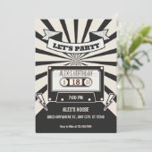 Modern Zwart-wit Retro muziekfeest Kaart (Staand voorkant)