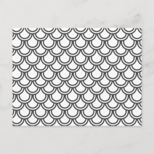Modern zwart-wit Retro Scallop-patroon Briefkaart
