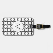 Modern zwart-wit rieten patroonmonogram bagagelabel (Voorkant horizontaal)