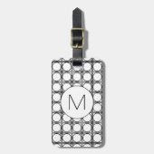 Modern zwart-wit rieten patroonmonogram bagagelabel (Voorkant verticaal)