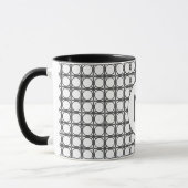 Modern zwart-wit rieten patroonmonogram mok (Links)