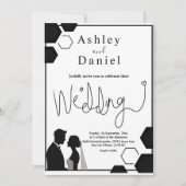 Modern zwart-wit romantisch paar bruiloft kaart (Voorkant)