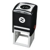 Modern Zwart Wit Rond Monogram Script Zelfinktende Stempel (Product)