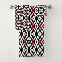 Modern zwart-wit-rood diamantpatroon