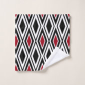 Modern zwart-wit-rood diamantpatroon bad handdoek (Wasdoekje)