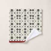 Modern zwart wit rood geometrisch patroon bad handdoek (Wasdoekje)