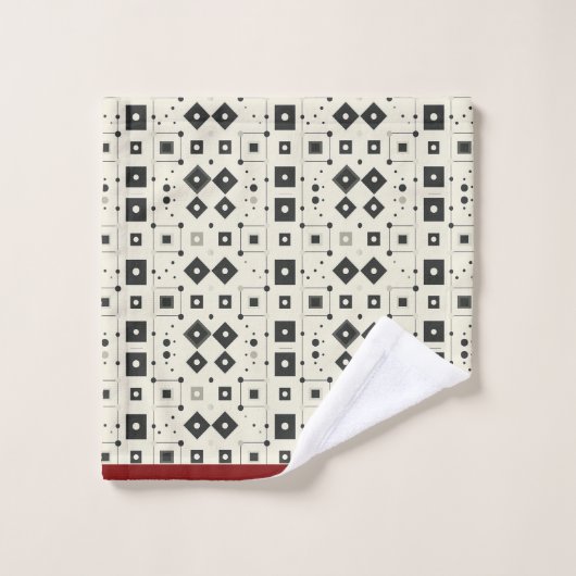 Modern zwart wit rood geometrisch patroon bad handdoek (Wasdoekje)