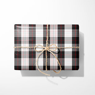 Modern zwart-wit-rood geruit inpakpapier
