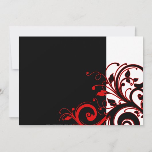 Modern Zwart Wit Rood Swirl Bruiloft Save the Date (Achterkant)