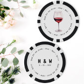 Modern Zwart Wit Rood Wijn Drink Voucher Bruiloft Poker Chips