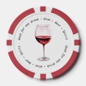 Modern Zwart Wit Rood Wijn Drink Voucher Bruiloft Poker Chips (Voorkant)
