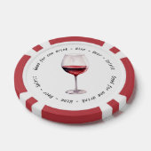 Modern Zwart Wit Rood Wijn Drink Voucher Bruiloft Poker Chips (Enkel)