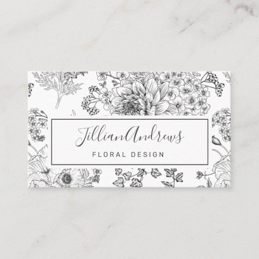 Modern zwart-wit Roos - Floral Design Professional Visitekaartje (Voorkant)