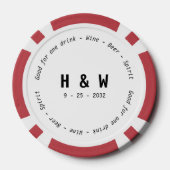 Modern Zwart Wit Roos Wijn Drink Voucher Bruiloft Poker Chips (Achterkant)
