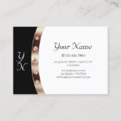 Modern Zwart-wit Rose Gold Diamonds Initialen Visitekaartje (Achterkant)