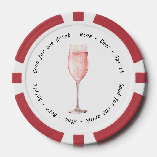 Modern Zwart Wit Roze Fizz Drink Voucher Bruiloft Poker Chips (Voorkant)