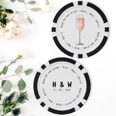Modern Zwart Wit Roze Fizz Drink Voucher Bruiloft Poker Chips