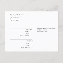 Modern zwart-wit RSVP bruiloft Briefkaart