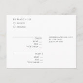 Modern zwart-wit RSVP bruiloft Briefkaart (Achterkant)