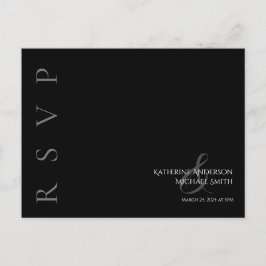Modern zwart-wit RSVP bruiloft Briefkaart