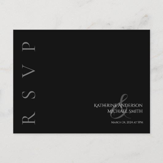 Modern zwart-wit RSVP bruiloft Briefkaart (Voorkant)