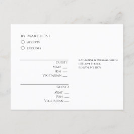 Modern zwart-wit RSVP bruiloft Briefkaart