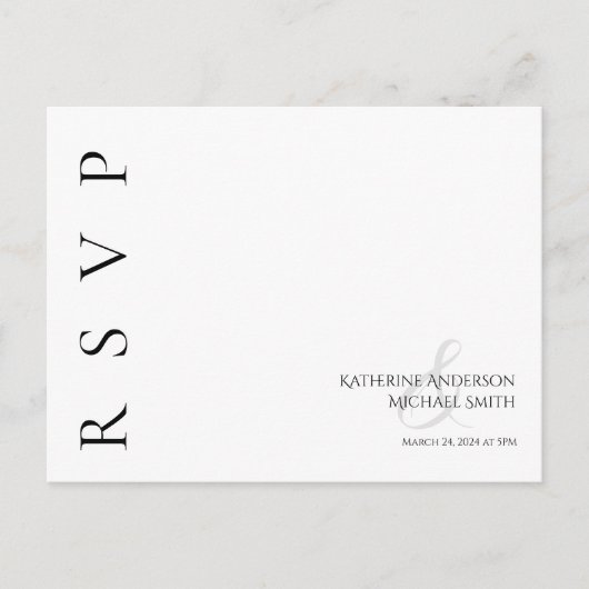 Modern zwart-wit RSVP bruiloft Briefkaart (Voorkant)