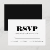 Modern Zwart Wit RSVP Kaartje (Voorkant / Achterkant)