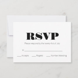Modern Zwart Wit RSVP Kaartje