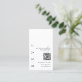 Modern zwart-wit RSVP met QR-code Visitekaartje (Staand voorkant)