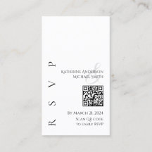 Modern zwart-wit RSVP met QR-code