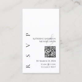 Modern zwart-wit RSVP met QR-code Visitekaartje