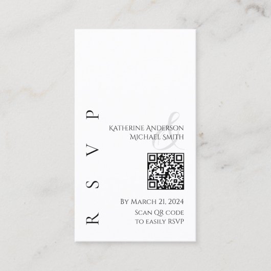 Modern zwart-wit RSVP met QR-code Visitekaartje (Voorkant)