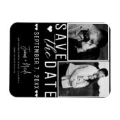 Modern Zwart & Wit Save the Date 2 Foto Bruiloft Magneet (Horizontaal)