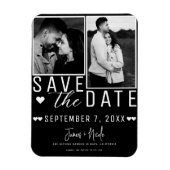 Modern Zwart & Wit Save the Date 2 Foto Bruiloft Magneet (Verticaal)