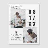 Modern zwart wit save the date bruiloft 2 foto's (Voorkant)