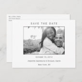 Modern Zwart-wit Save the Date Bruiloft Aankondigingskaart (Voorkant / Achterkant)