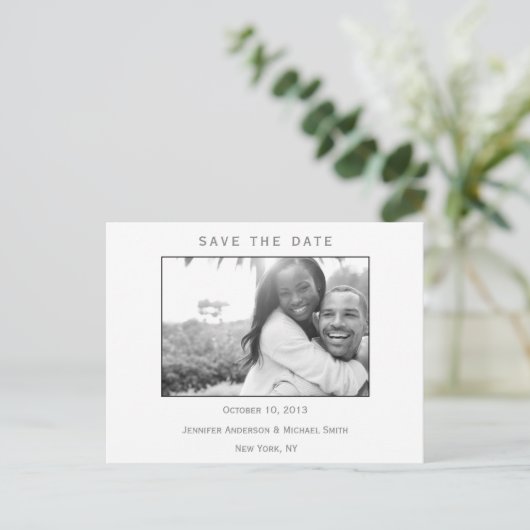 Modern Zwart-wit Save the Date Bruiloft Aankondigingskaart (Staand voorkant)