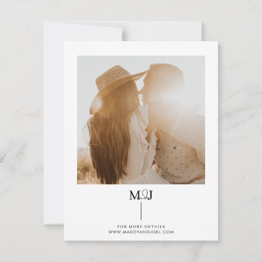 Modern Zwart Wit Save The Date met Foto MADDY (Achterkant)