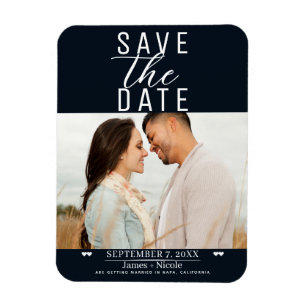 Modern Zwart Wit Save the Date Wedding Photo Magneet