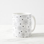 Modern zwart-wit Schattige kerstpatroon Koffiemok (Voorkant rechts)