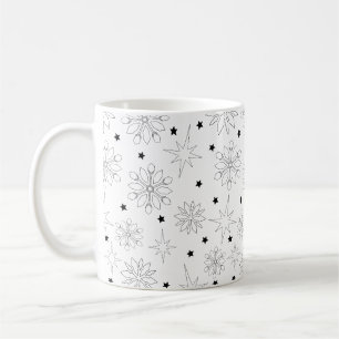 Modern zwart-wit Schattige kerstpatroon Koffiemok